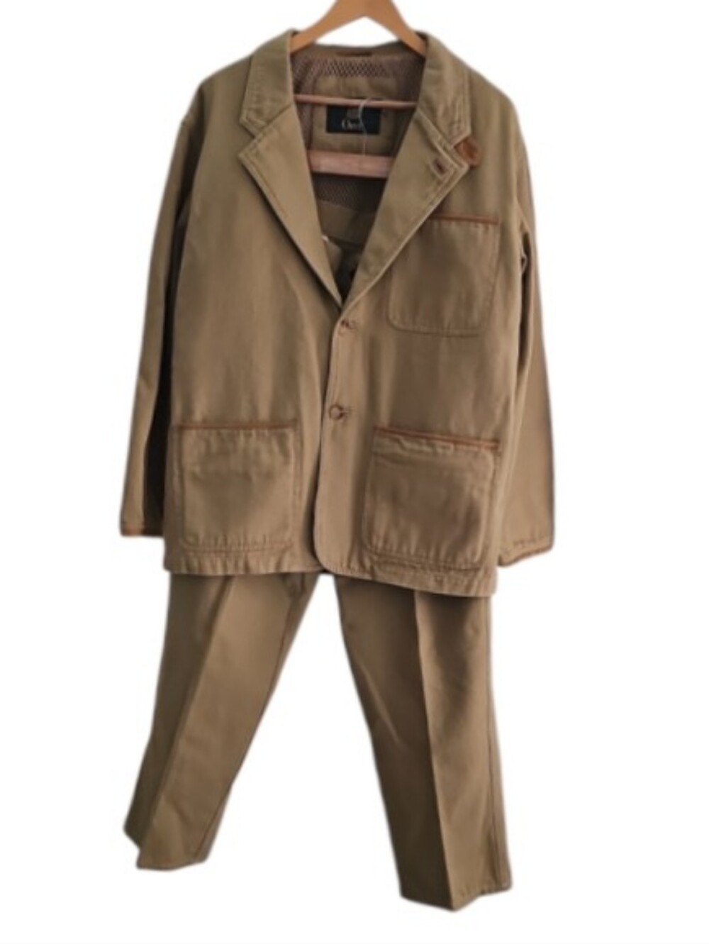 Vintage Orvis Cotton Suit Men M 38 Khaki Hunting Safari Blazer Pants 2 Piece